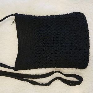 Womens Small Black Crossbody bag Macrame
